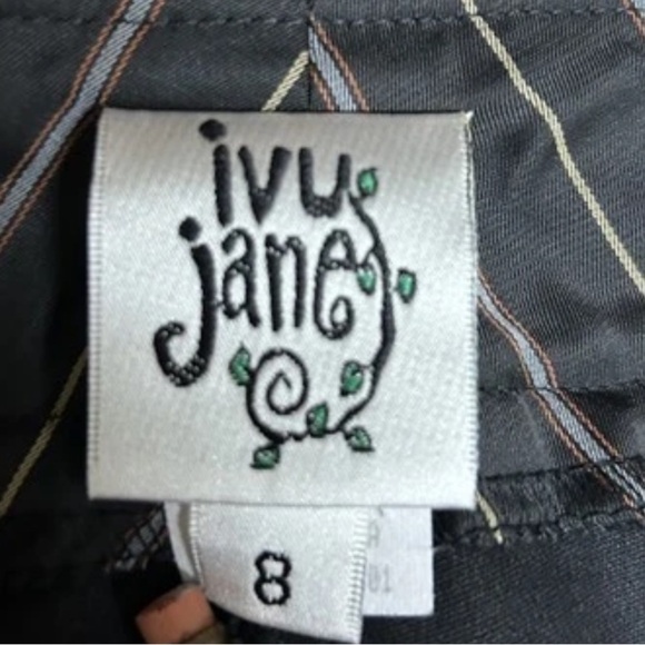 Ivy Jane Pants Size 8 Black Textured Polka Dot Wide Leg Trousers - Picture 3 of 8